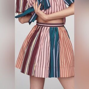 NWT Size 2  - Anthropologie Taffeta Striped A-Line Mini Skirt